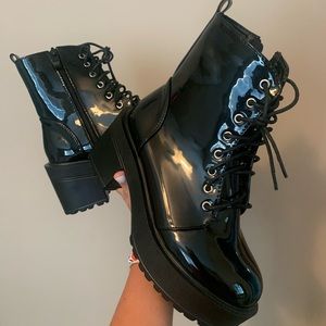 Black Platform Combat Boots